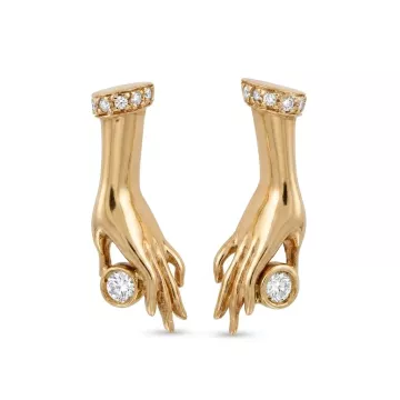 14K Yellow Gold 1/2ctw Diamond Hand Earrings
