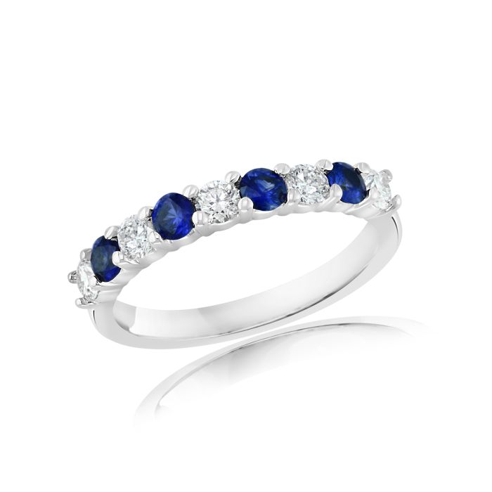 14K White Gold Diamond Band with 0.37ctw Diamonds and 0.49ctw Sapphires 14K White Gold Diamond Band with 0.37ctw Diamonds and 0.49ctw Sapphires