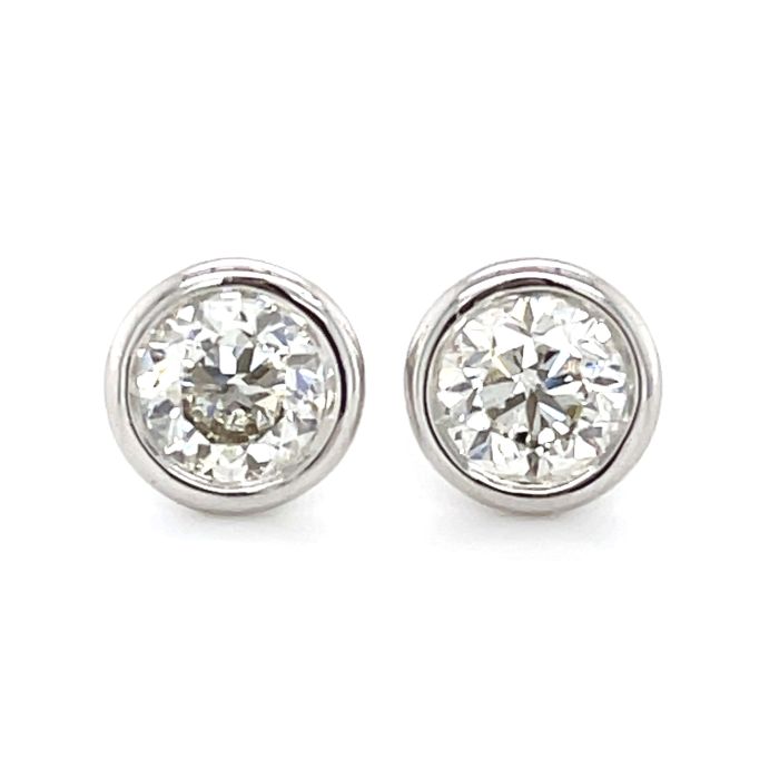 14K White Gold 1 1/3ctw Diamond Bezel Stud Earrings 14K White Gold 1 1/3ctw Diamond Bezel Stud Earrings