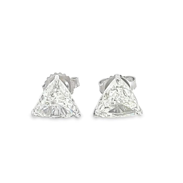 18K White Gold 3.43ctw Diamond Trilliant Stud Earrings GIA 6425971255 Trilliant 1.73 HSI2 EXEX None, GIA 7416893299 Trilliant 1.70 ISI1 EXVG Faint 18K White Gold 3.43ctw Diamond Trilliant Stud Earrings GIA 6425971255 Trilliant 1.73 HSI2 EXEX None, GIA 7416893299 Trilliant 1.70 ISI1 EXVG Faint