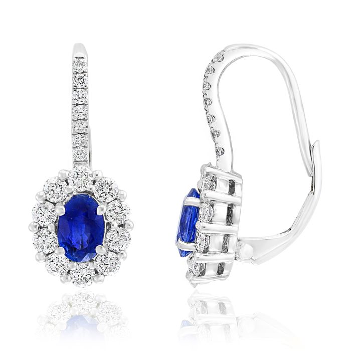 18K White Gold Earrings with 0.92ctw Diamonds and 0.91ctw Sapphires 18K White Gold Earrings with 0.92ctw Diamonds and 0.91ctw Sapphires