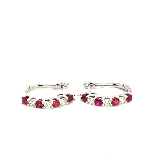 14K White Gold Earrings with 0.60ctw Diamonds and 1.25ctw Rubies 14K White Gold Earrings with 0.60ctw Diamonds and 1.25ctw Rubies