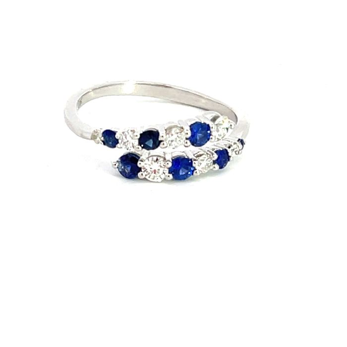 18K White Gold Ring with 0.38ctw Diamonds and 0.43ctw Sapphires 18K White Gold Ring with 0.38ctw Diamonds and 0.43ctw Sapphires