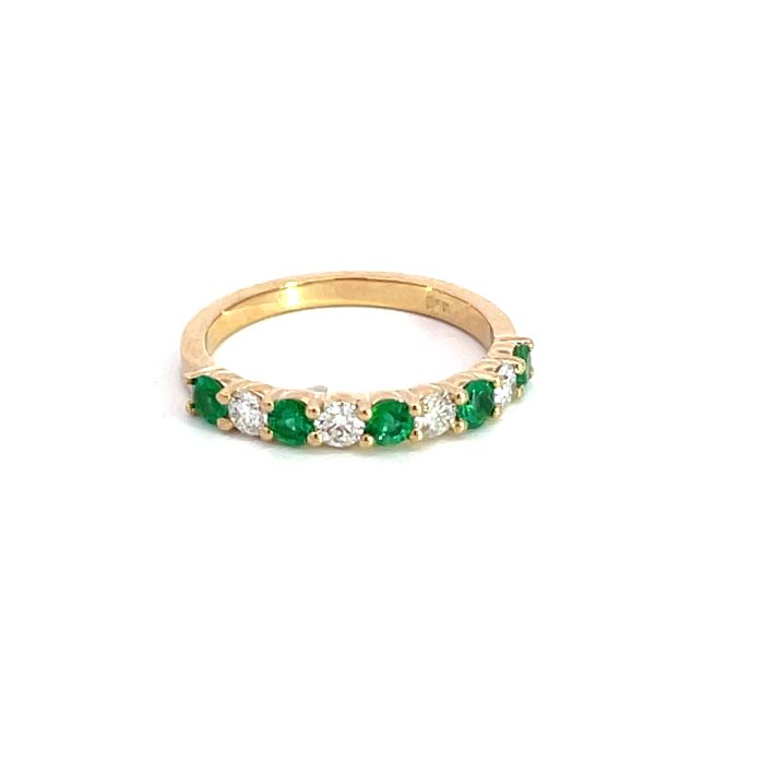 14K White Gold Ring with 0.37ctw Diamonds and 0.53ctw Emeralds 14K White Gold Ring with 0.37ctw Diamonds and 0.53ctw Emeralds