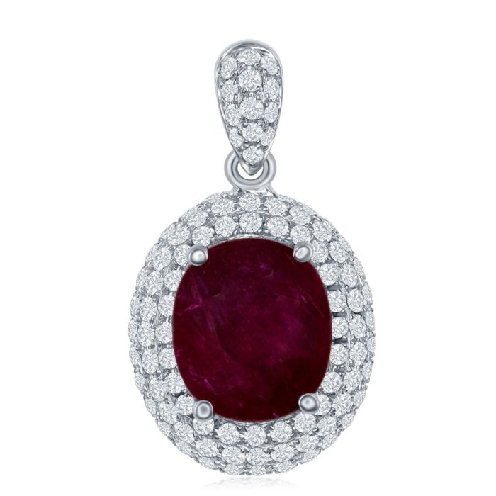 18K White Gold Necklace with 0.48ctw Diamonds and 1.66ctw Rubies 18K White Gold Necklace with 0.48ctw Diamonds and 1.66ctw Rubies