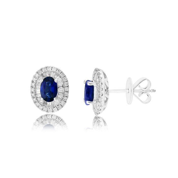 18K White Gold Earrings with 0.65ctw Diamonds and 1.08ctw Sapphires 18K White Gold Earrings with 0.65ctw Diamonds and 1.08ctw Sapphires