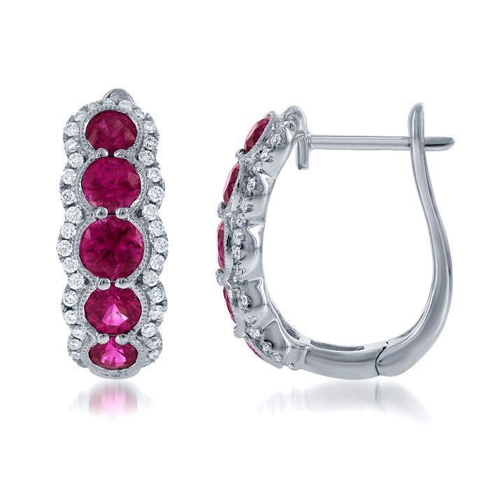 18K White Gold Earrings with 0.29ctw Diamonds and 1.49ctw Rubies 18K White Gold Earrings with 0.29ctw Diamonds and 1.49ctw Rubies