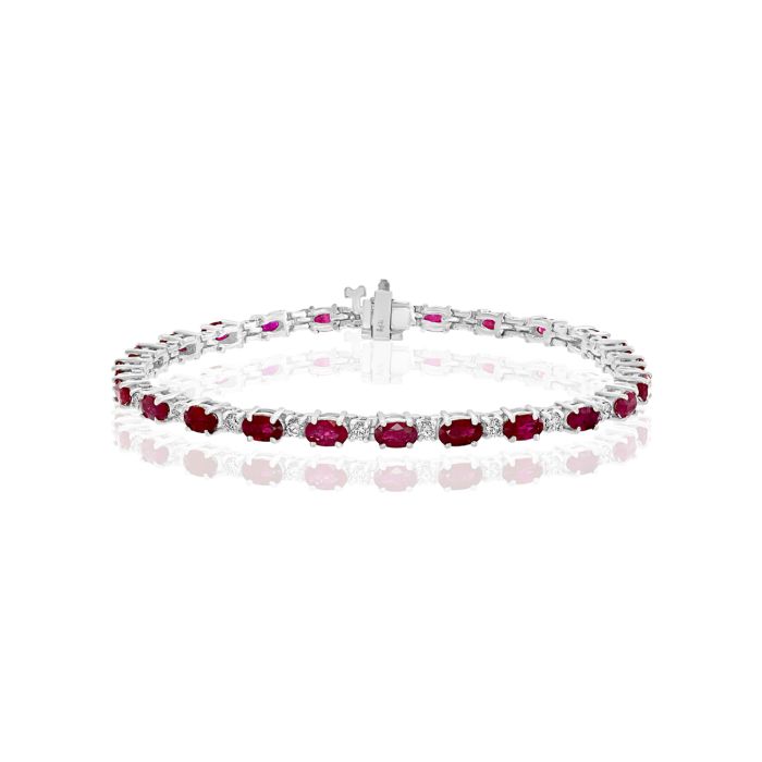 14K White Gold Bracelet with 1.25ctw Diamonds and 6.80ctw Rubies 14K White Gold Bracelet with 1.25ctw Diamonds and 6.80ctw Rubies