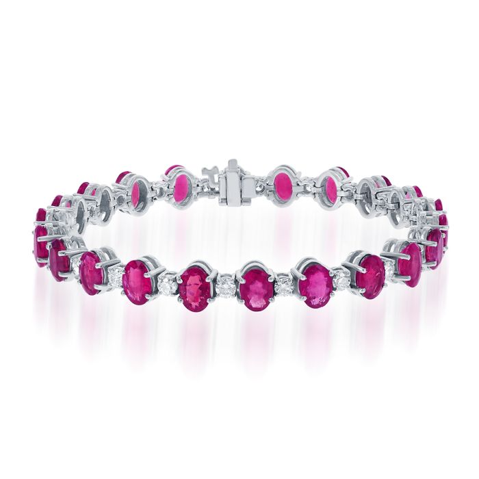 14K White Gold Bracelet with 1.57ctw Diamonds and 8.80ctw Rubies 14K White Gold Bracelet with 1.57ctw Diamonds and 8.80ctw Rubies