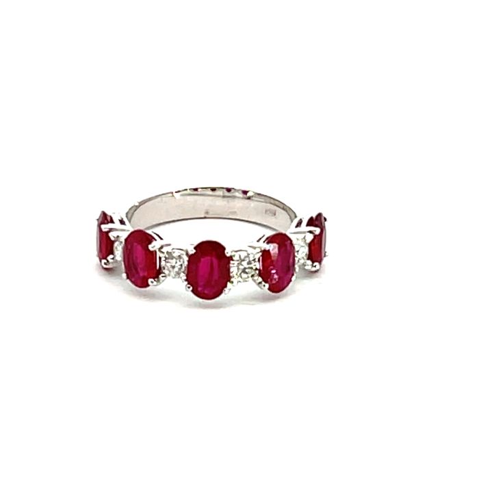 14K White Gold Ring with 0.50ctw Diamonds and 2.63ctw Rubies 14K White Gold Ring with 0.50ctw Diamonds and 2.63ctw Rubies