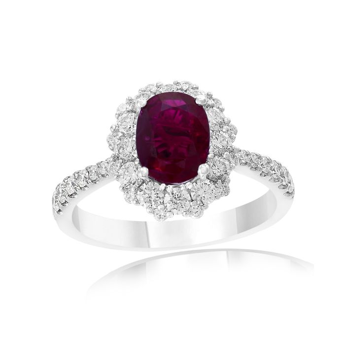 18K White Gold Ring with 0.81ctw Diamonds and 1.01ctw Rubies 18K White Gold Ring with 0.81ctw Diamonds and 1.01ctw Rubies