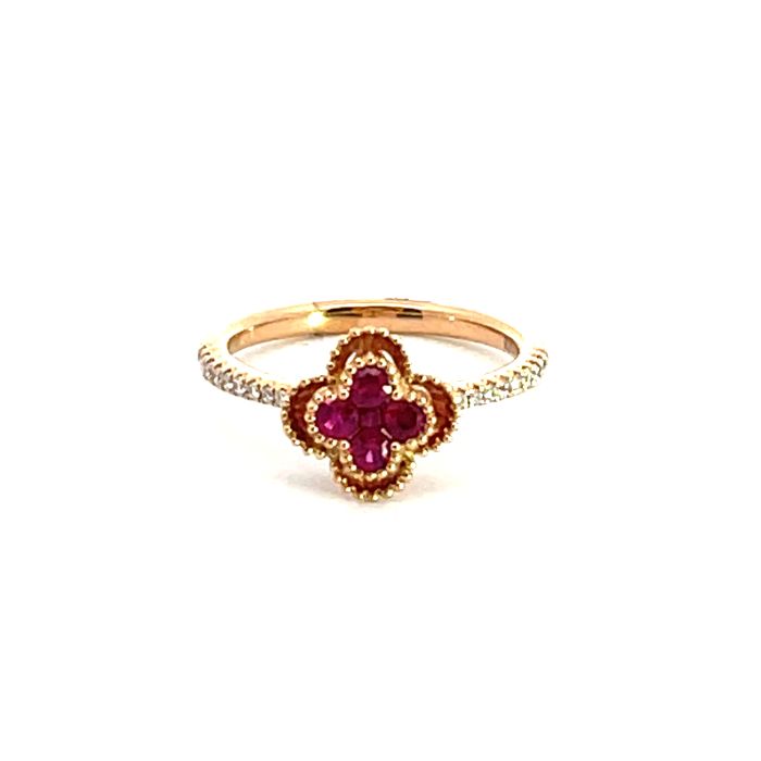 18K Rose Gold Ring with 0.12ctw Diamonds and 0.34ctw Rubies 18K Rose Gold Ring with 0.12ctw Diamonds and 0.34ctw Rubies