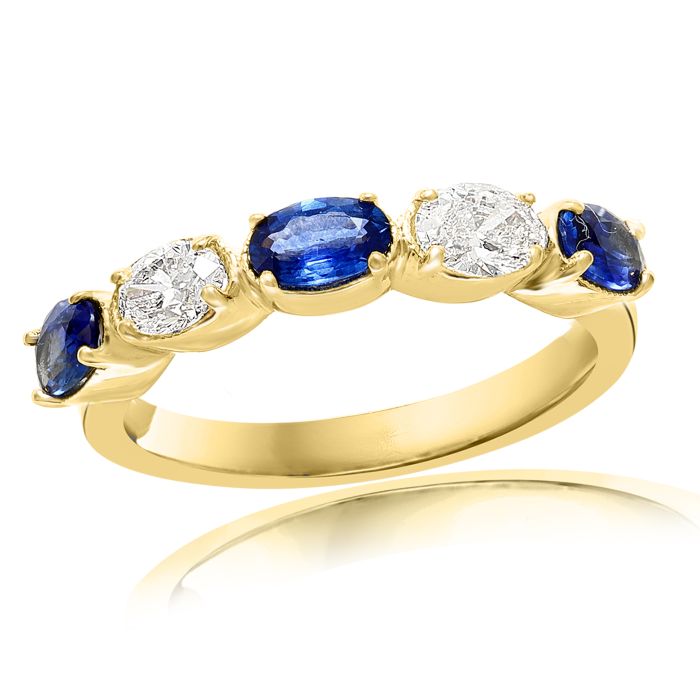14K Yellow Gold Ring with 0.40ctw Diamonds and 0.94ctw Sapphires 14K Yellow Gold Ring with 0.40ctw Diamonds and 0.94ctw Sapphires