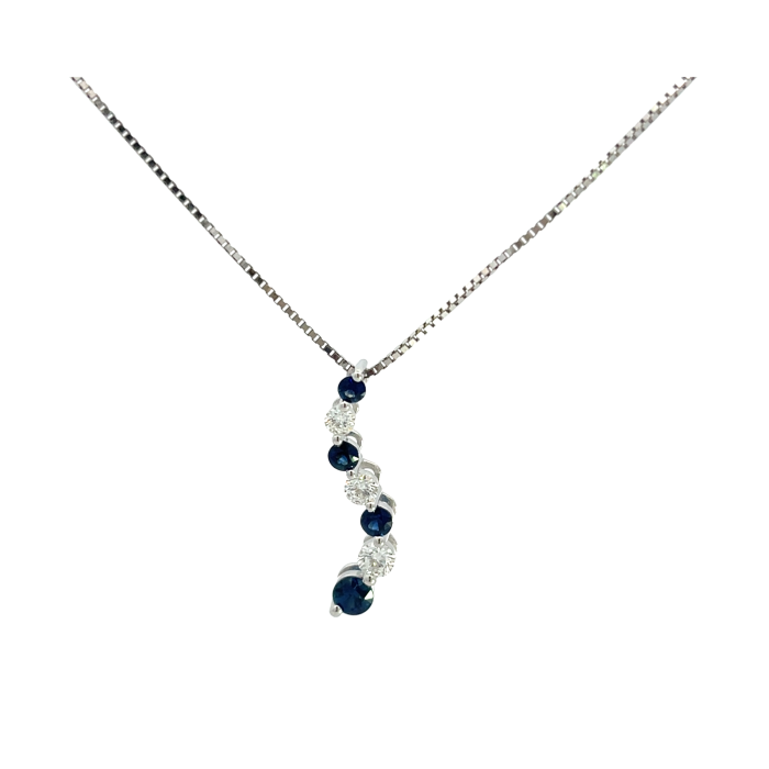 18K White Gold 0.65ctw Blue Sapphire and 0.32ctw Diamond Pendant 18K White Gold 0.65ctw Blue Sapphire and 0.32ctw Diamond Pendant