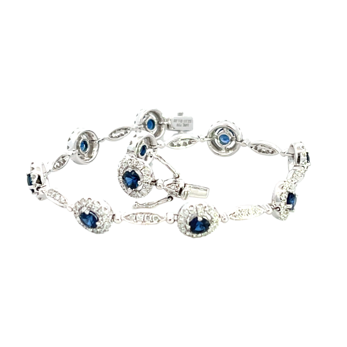 18K White Gold 2.13ctw Blue Sapphire and 1.82ctw Diamond Bracelet 18K White Gold 2.13ctw Blue Sapphire and 1.82ctw Diamond Bracelet