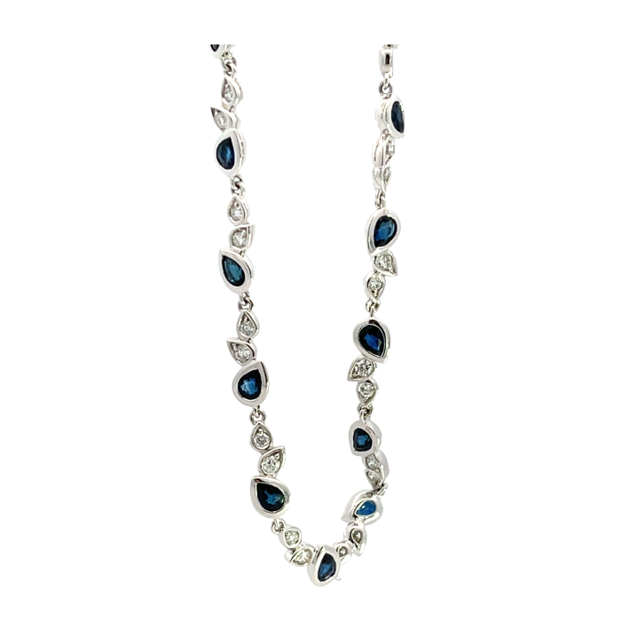 18K White Gold 2.69ctw Blue Sapphire and 0.74ctw Diamond Bracelet 18K White Gold 2.69ctw Blue Sapphire and 0.74ctw Diamond Bracelet