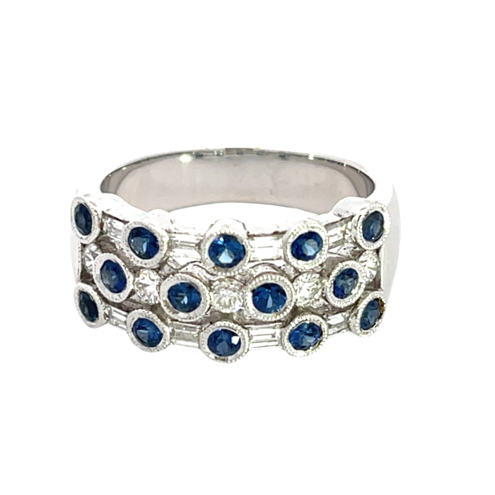 18K White Gold 1.00ctw Blue Sapphire and 0.65ctw Diamond Ring 18K White Gold 1.00ctw Blue Sapphire and 0.65ctw Diamond Ring