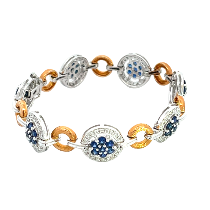 18K White Gold 3.70ctw Blue Sapphire and 0.60ctw Diamond Bracelet 18K White Gold 3.70ctw Blue Sapphire and 0.60ctw Diamond Bracelet