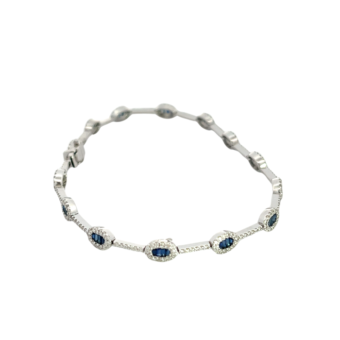 18K White Gold 1.40ctw Blue Sapphire and 1.40ctw Diamond Bracelet 18K White Gold 1.40ctw Blue Sapphire and 1.40ctw Diamond Bracelet