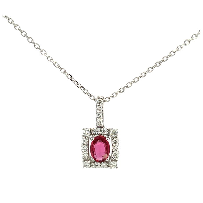 14K White Gold 0.95ctw Ruby and 0.23ctw Diamond Pendant 14K White Gold 0.95ctw Ruby and 0.23ctw Diamond Pendant