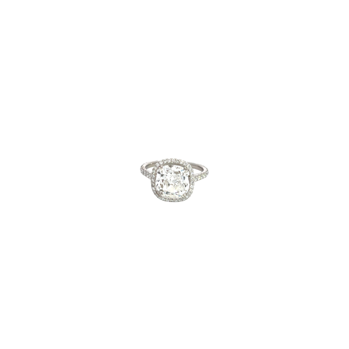 Platinum 4 1/3ctw Diamond Halo Ring GIA 15836260 Cushion Brilliant 3.35 GVVS2 VGGD None Platinum 4 1/3ctw Diamond Halo Ring GIA 15836260 Cushion Brilliant 3.35 GVVS2 VGGD None