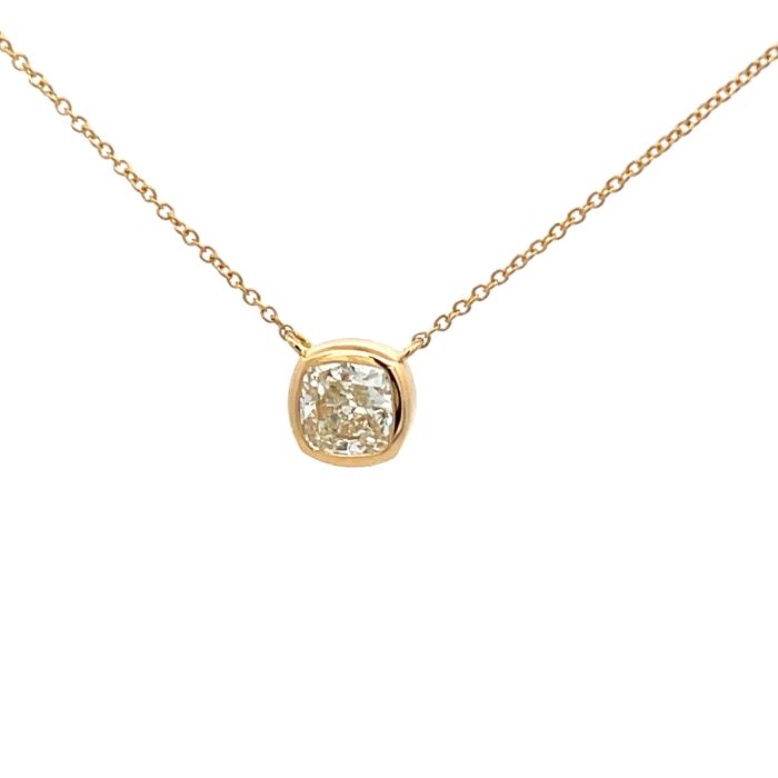 14K Yellow Gold 1.51ctw Diamond Cushion Bezel with Paper Clip Chain pendant GIA 1236860970 Cushion Modified 1.51 JSI1 VGGD None 14K Yellow Gold 1.51ctw Diamond Cushion Bezel with Paper Clip Chain pendant GIA 1236860970 Cushion Modified 1.51 JSI1 VGGD None