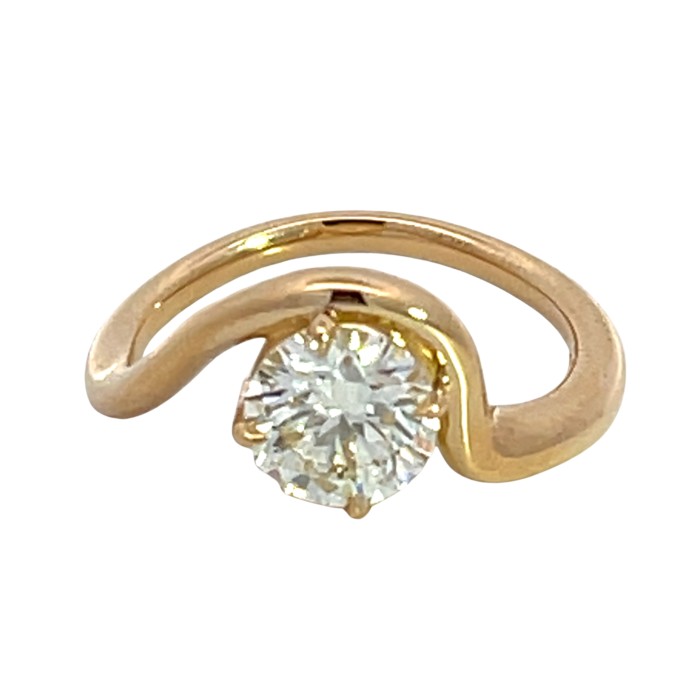18K Yellow Gold 1.36ctw Diamond GIA 5231504392 Round 1.36 MVS1 EXEXEX Faint Curved Solitaire Ring 18K Yellow Gold 1.36ctw Diamond GIA 5231504392 Round 1.36 MVS1 EXEXEX Faint Curved Solitaire Ring