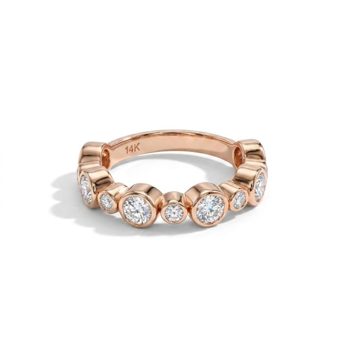 14K Yellow Gold 1.31ctw Diamond Bezel set Alternating Band 14K Yellow Gold 1.31ctw Diamond Bezel set Alternating Band