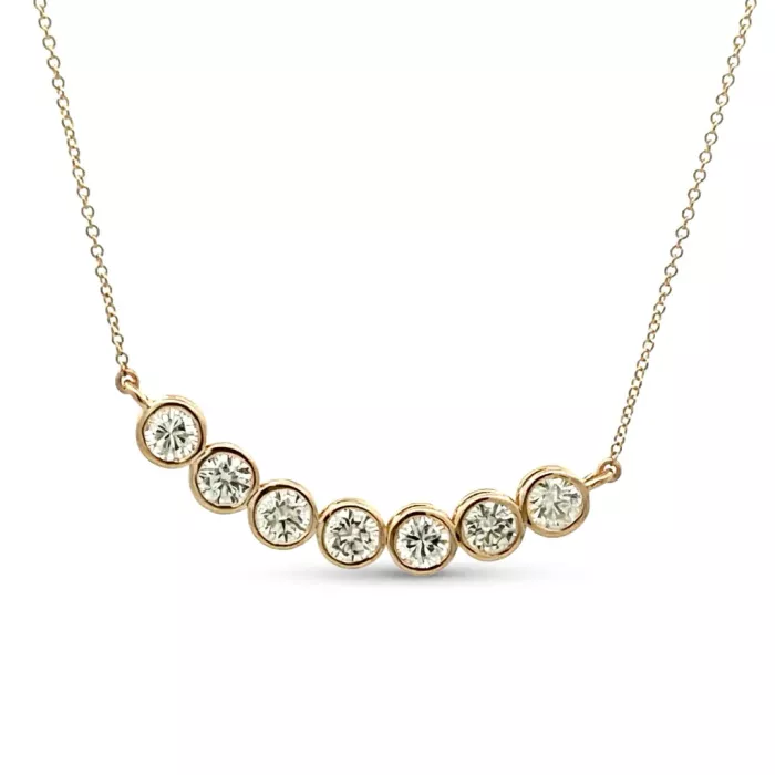 14K Yellow Gold 1.82ctw Diamond Bezel 7-Stone Smile Necklace 14K Yellow Gold 1.82ctw Diamond Bezel 7-Stone Smile Necklace